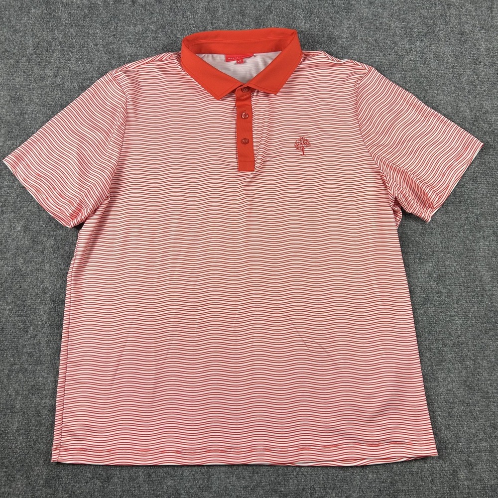 Redvanly Polo Shirt Mens‎ 2XL Red White Stripe Performance Golf Short Sleeve